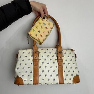 Dooney & Bourke Vintage Y2K White and Brown Shoulder Bag and Wallet